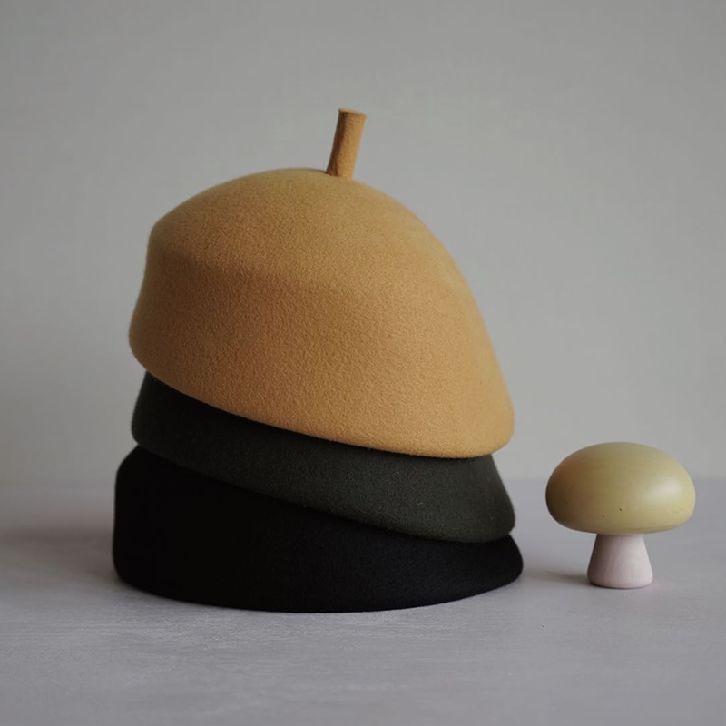 Fall/Winter 2020 Design temperament three-dimensional painter hat warm beret mes kids des fleurs