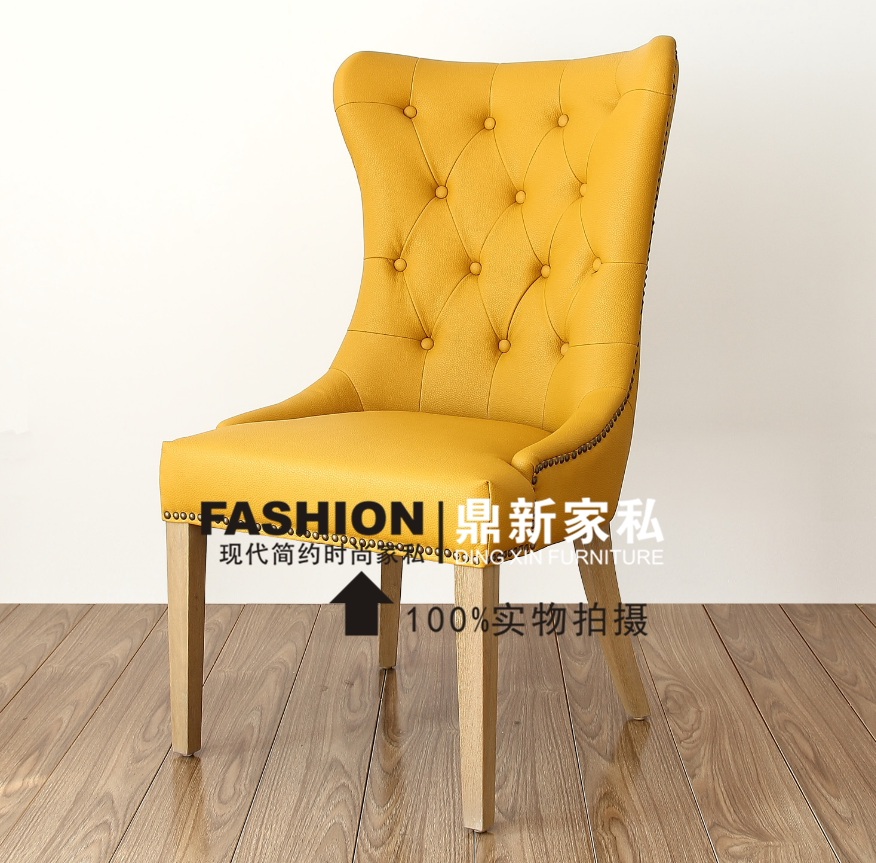 American light luxury solid wood dining chair Nordic modern leather art soft bag single chair hotel home back chair desk chair
