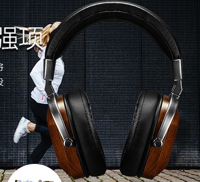Head-mounted wooden beryllium film 50mm unit unilateral 3 5 gold-plated wire HIFI sound quality sports tablet headphones