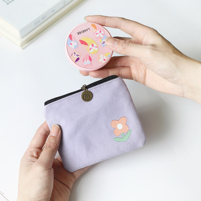 Korean style simple coin purse coin bag women students canvas cute key bag mini clutch small purse