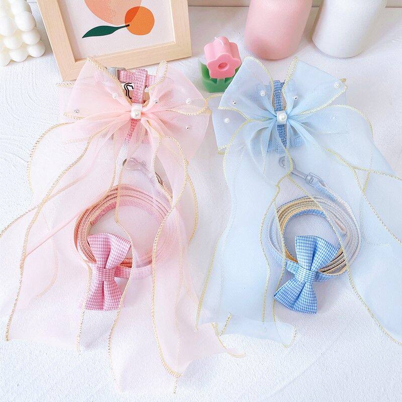 Pet traction rope Puppy butterfly knot breast cuddling bag for walking out of the house Dog God Instrumental Teddy Kitty Fairy web yarn Walking Cat Rope