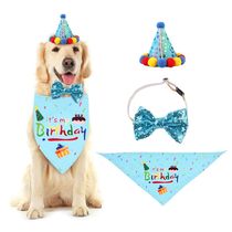 Pets Birthday Hats Three Sets Teddy Gold puppies Triangular Scarves Scarves Jokesha Holiday Photo Adornment