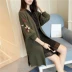 Áo xuân 2019 mới buông tay áo khoác dài tay nữ rộng cỡ lớn áo len hoang dã thêu áo len dệt kim Hàn Quốc - Đan Cardigan áo len croptop Đan Cardigan