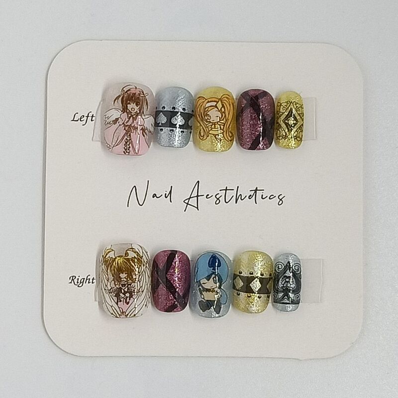 Handmade Wearable Nails Reusable Manicure Cute Cartoon Characters Guardian Sweetheart Spring and Summer Cartoon Pain Nails