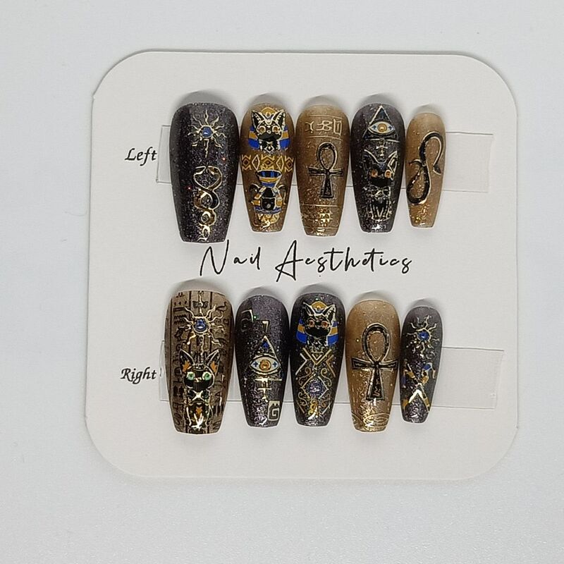 Handmade Reusable Nail Art Wearable Nails Cute Cartoon Egyptian Cat Jiji Cat Handmade Reusable Nail Art Wearable Nails Cute Cartoon Egyptian Cat Jiji Cat