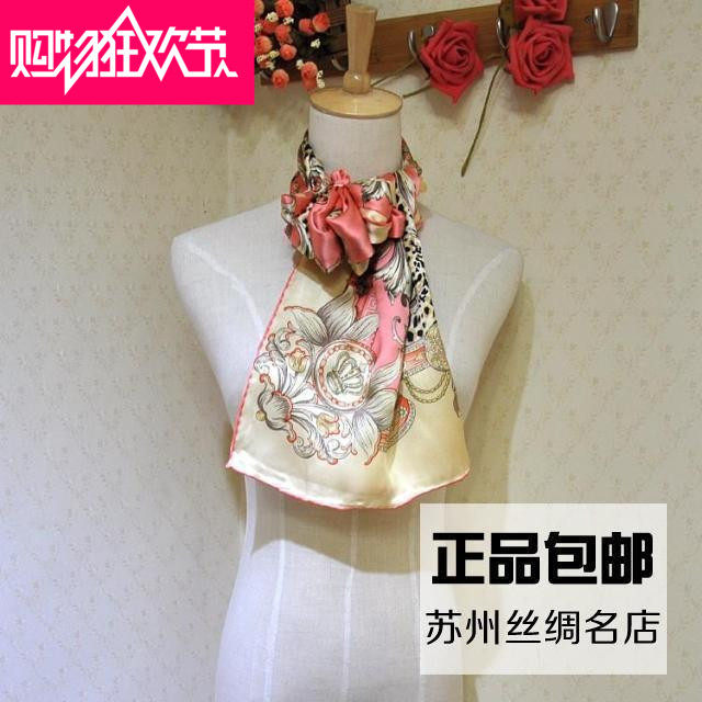 Suzhou Silk High-end Boutique Silk Towels crepe satin BAO WEN Genuine Silk Great Scarlet Scarves give a gift and a high-end gift box