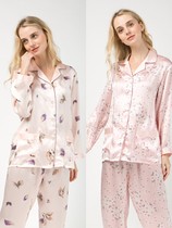 Suzhou Silk Real Silk Sleeping Clothes 100% Mulberry Silk Women Printed Long Sleeves Two Sets Autumn Winter New Home Clothes