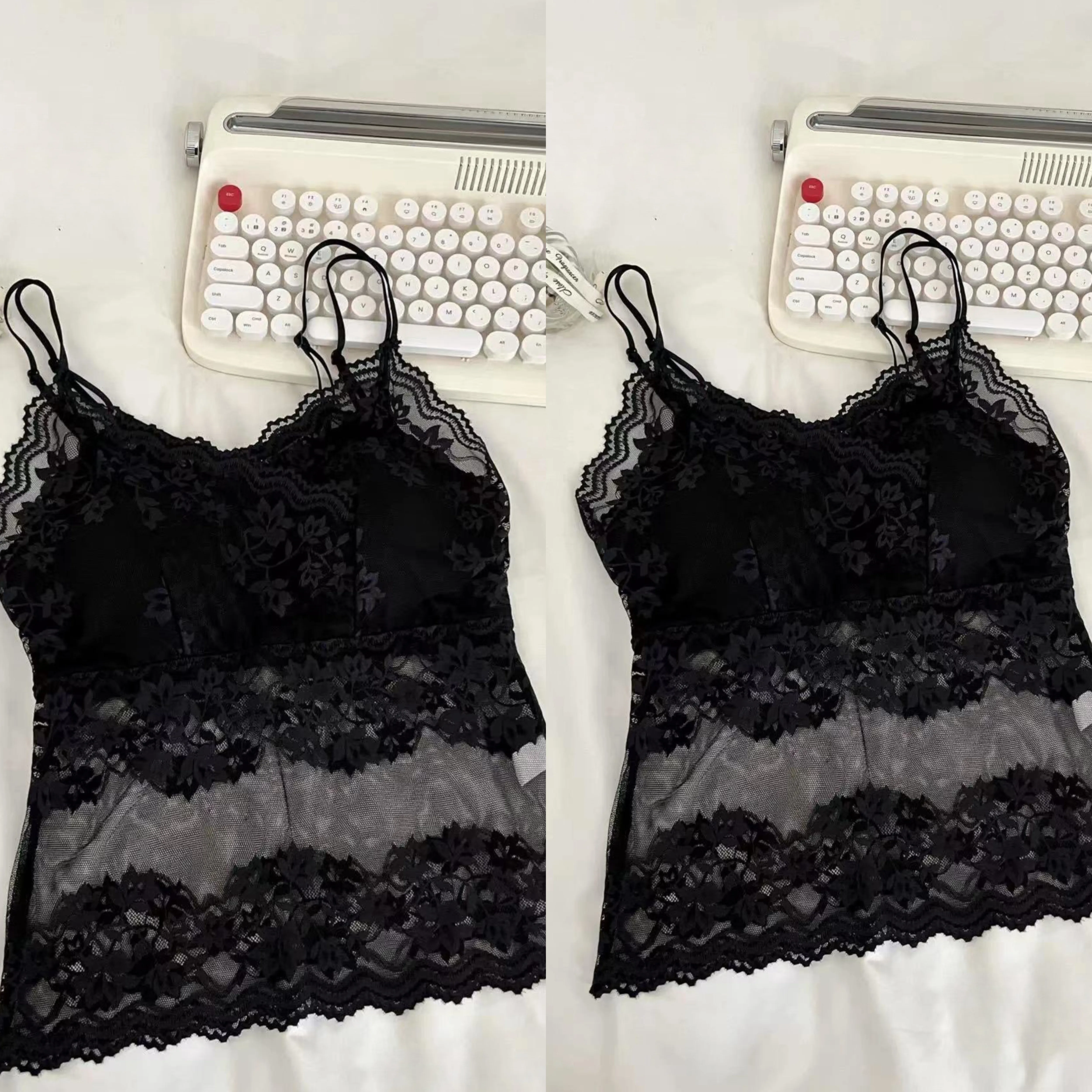 Летний гипюр топ на лямках, топ с чашечками, тонкая защитная underwear, бюстгальтер-топ, топ-бюстгальтер