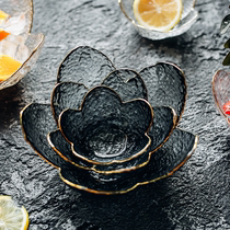 Clearance) fascinated) ash gold transparent cherry blossom bowl gold household glass bowl fruit bowl salad bowl