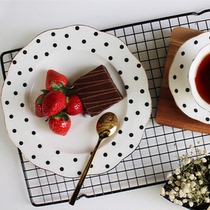 Huajia tree) time) temperament wave dot striped Western plate coffee cup plate coffee plate flat breakfast plate afternoon tea tableware