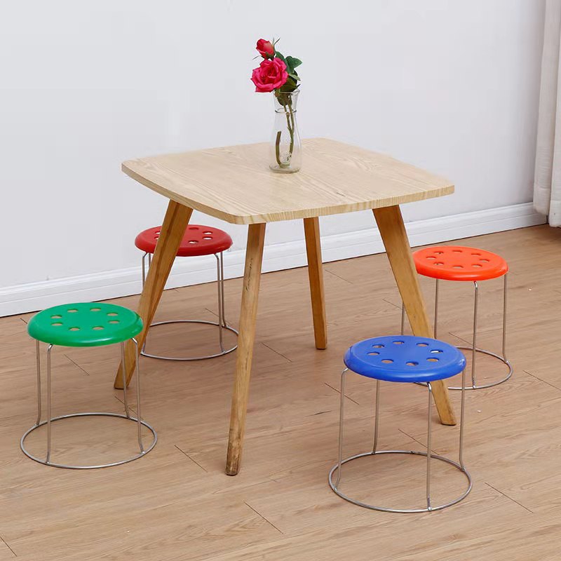 Home bench plastic can stack small bench household adult thickening iron stool table small bench stainless steel bench