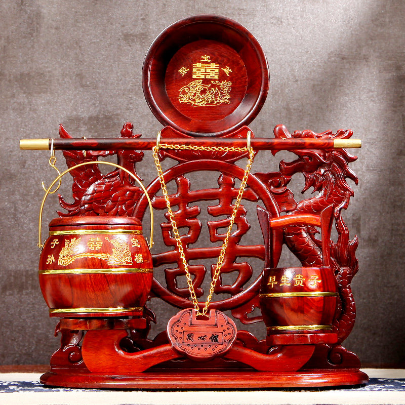 Red Acid Branches Children & Grandchildren Barrel Wedding Wedding Celebration Items Bride Accompanied Wedding Wedding Red Wood Toilet Happy Barrel Decoration Pendulum-Taobao