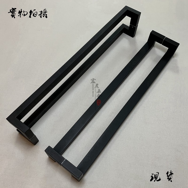 Black stainless steel handle Framed door handle Titanium alloy square tube handle Chinese Rose gold glass door handle
