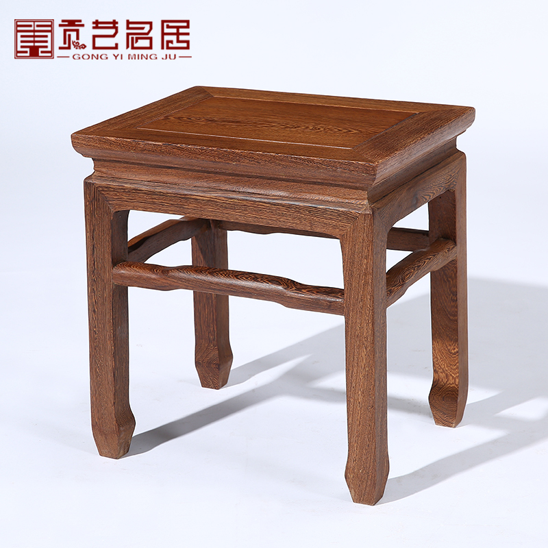 Mahogany furniture full chicken wing wood small square stool antique Chinese style home bench sitting stool low stool solid wood sofa stool
