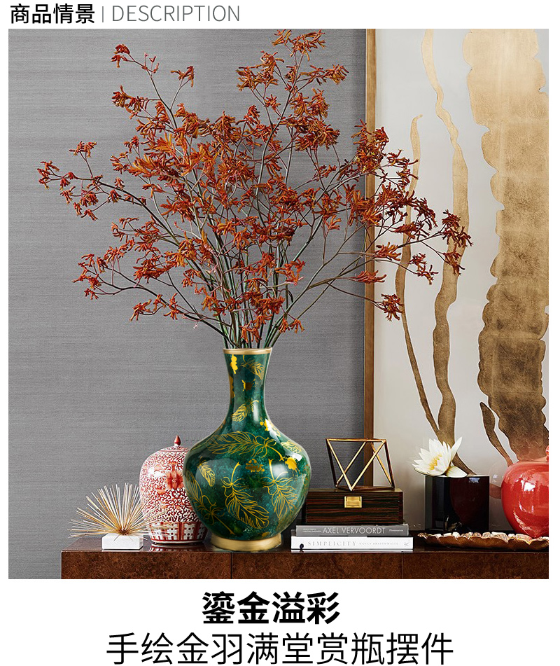 New Chinese style ceramic vase flower arranging dried flowers sample room TV cabinet table furnishing articles, the sitting room porch soft decoration