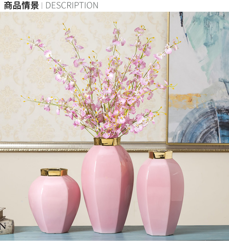 Jingdezhen ceramic vases, the sitting room porch TV ark edge ark of what adornment flower implement gold - plated furnishing articles simulation flower arranging flowers