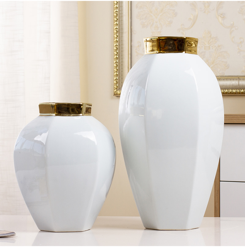 Nordic contracted white ceramic vase furnishing articles TV ark, small pure and fresh and dried flowers, flower arrangement table sitting room adornment