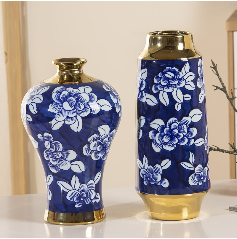 Jingdezhen hand made blue and white porcelain vase furnishing articles of modern Chinese style living room dry flower arranging flowers ceramic soft adornment ornament