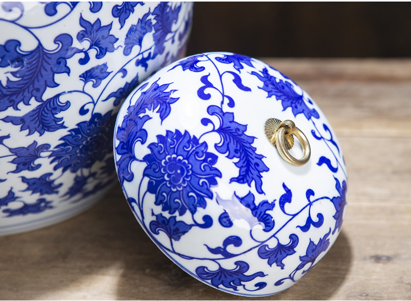 Jingdezhen ceramic tank storage tank general blue and white porcelain jar with cover caddy fixings home furnishing articles home decoration