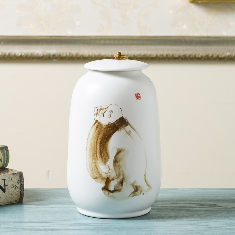 Jingdezhen ceramic vase furnishing articles hand - made zen new Chinese style dried flowers, flower arranging storage tank cover pot sitting room adornment