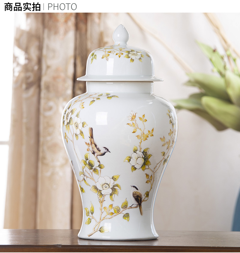 Jingdezhen ceramic general white pot vase furnishing articles large Chinese style living room dry flower flower arranging rich ancient frame ornaments