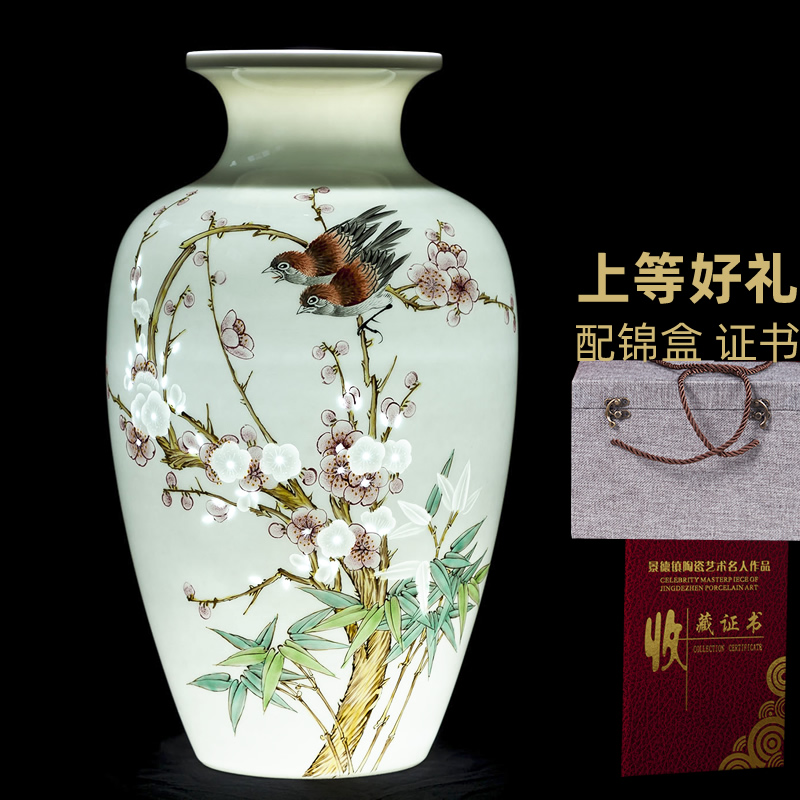 Jingdezhen ceramics hand - made vases, flower arrangement of Chinese style home sitting room adornment TV ark place wedding gift