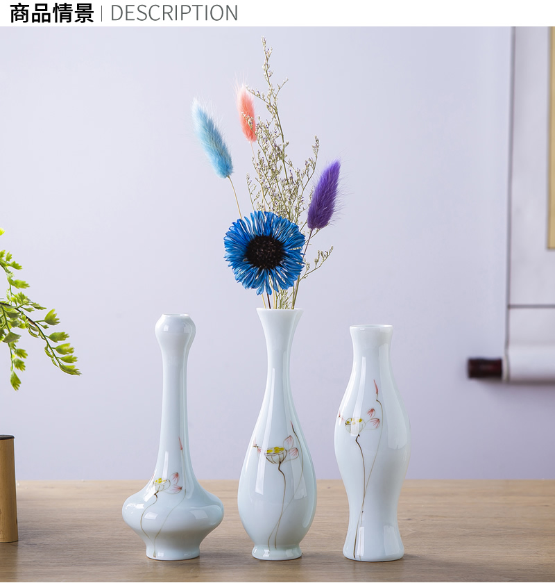 Jingdezhen ceramic floret bottle hand - made lotus flower adornment furnishing articles sitting room tea taking of new Chinese style flower arranging flowers