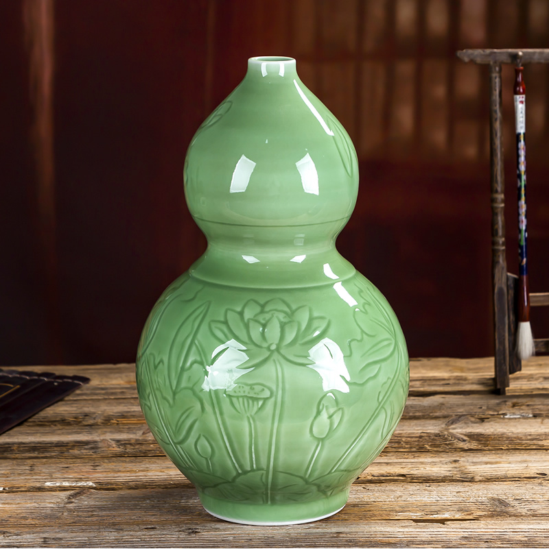 Jingdezhen ceramic vase furnishing articles of Chinese style restoring ancient ways flower arranging flower arrangement sitting room adornment is light decoration key-2 luxury celadon porcelain