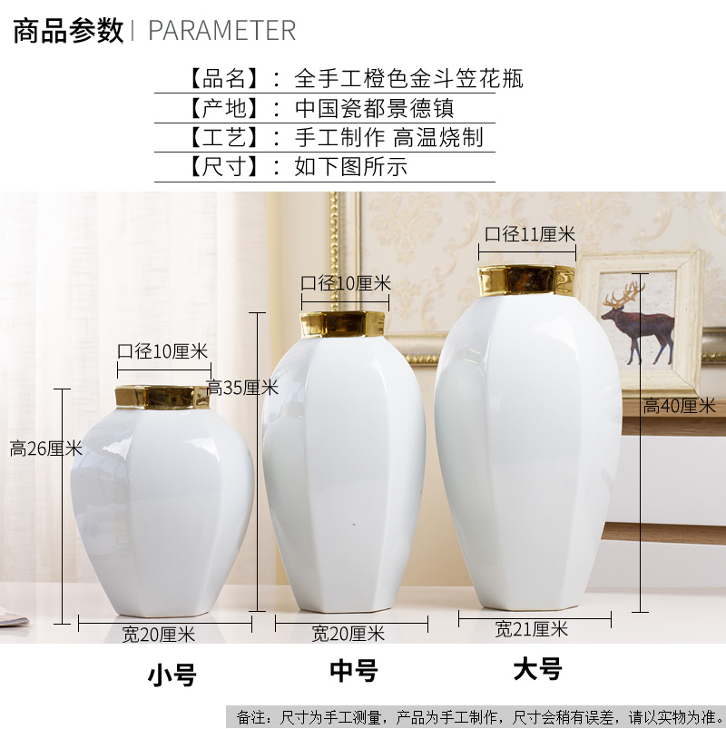 Nordic contracted white ceramic vase furnishing articles TV ark, small pure and fresh and dried flowers, flower arrangement table sitting room adornment