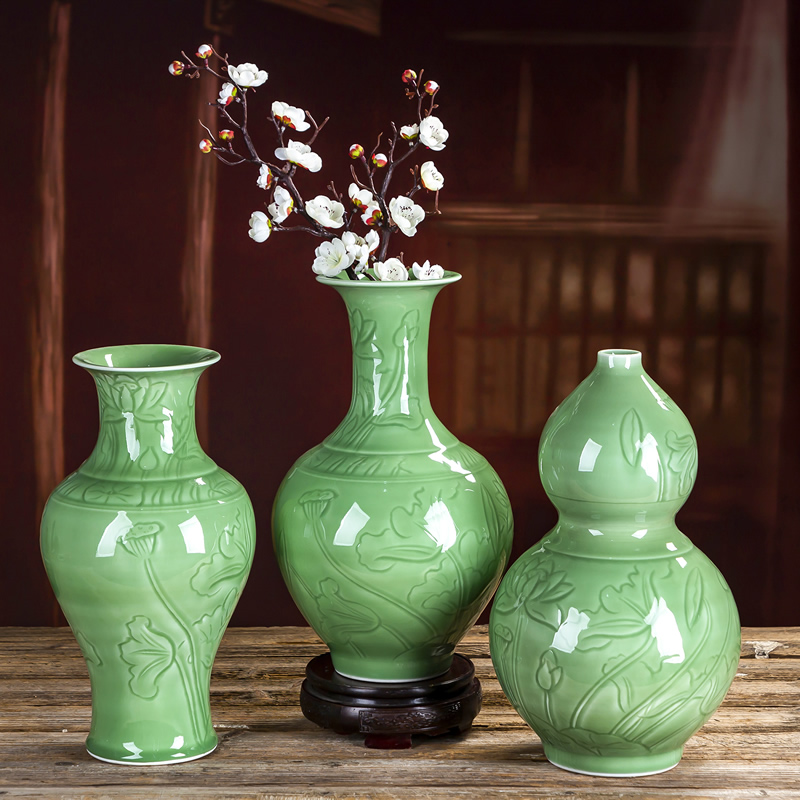 Jingdezhen ceramic vase furnishing articles of Chinese style restoring ancient ways flower arranging flower arrangement sitting room adornment is light decoration key-2 luxury celadon porcelain