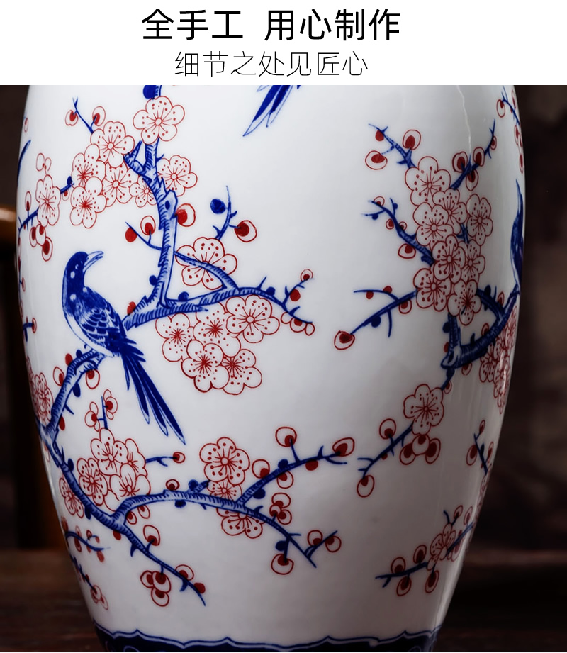 Beaming thin foetus jingdezhen blue and white porcelain ceramic vase flower arrangement of dried flowers sitting room adornment of new Chinese style furnishing articles