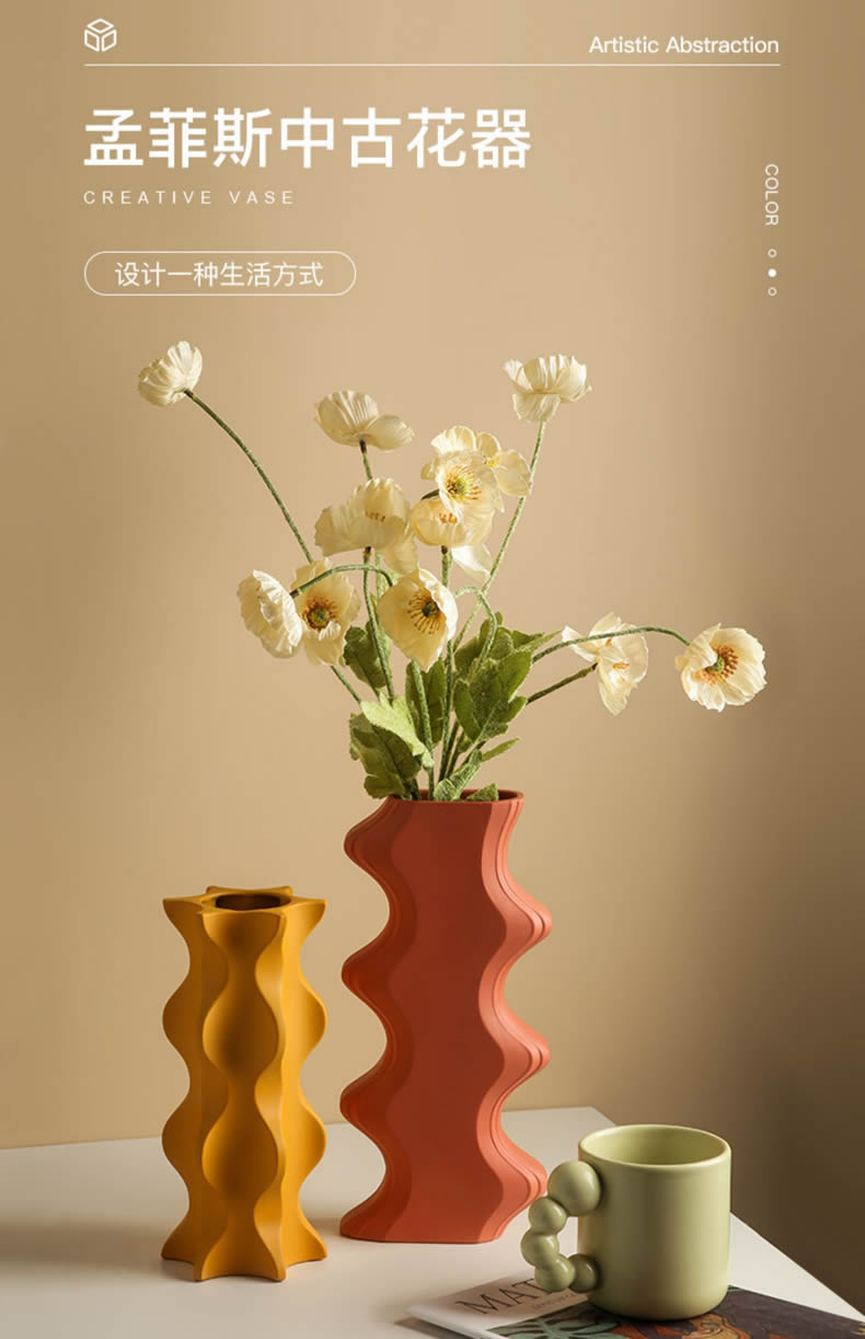 Creative morandi ceramic vases, dry flower, flower arranging flower implement place to live in the sitting room porch example room table decoration