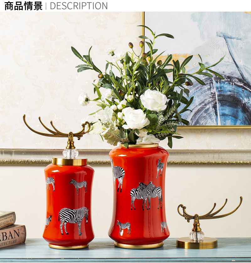 Jingdezhen ceramic vase furnishing articles northern American horse sitting room design dry flower flower arranging storage tank pottery decoration
