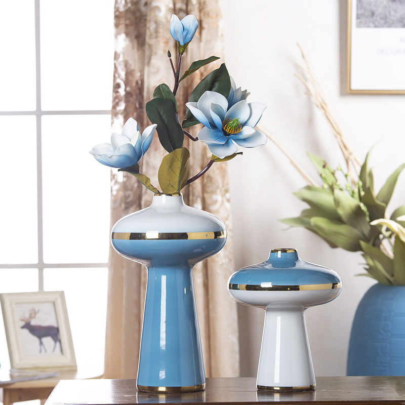 Light modern European - style key-2 luxury ceramic vase American model room household soft adornment furnishing articles sitting room dry flower arranging flowers