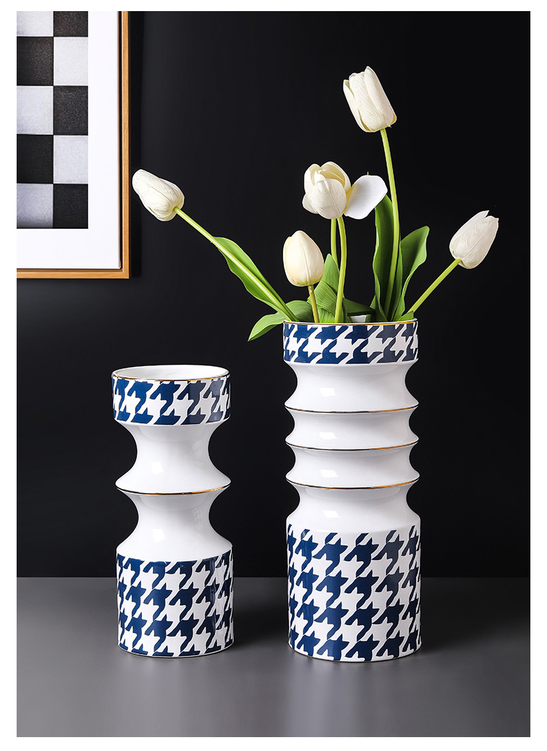 Light see colour ceramic vase Nordic I and contracted household living room key-2 luxury grid example room flower arranging flowers, furnishing articles