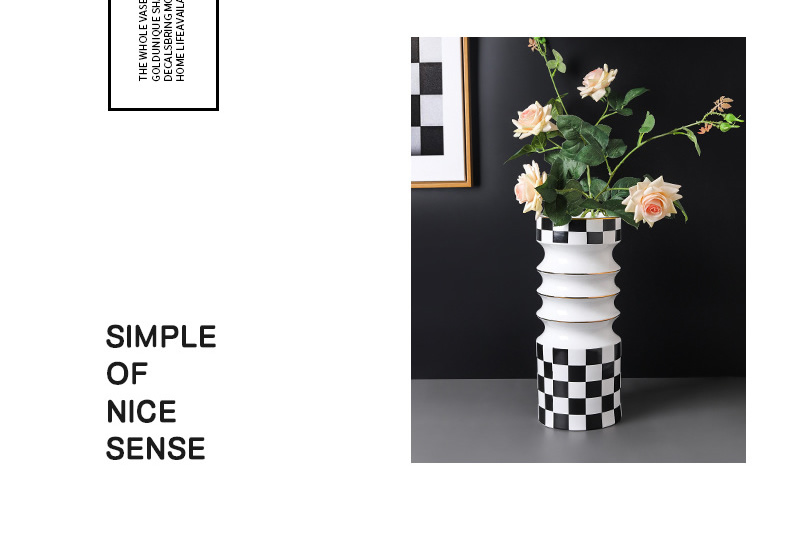 Light see colour ceramic vase Nordic I and contracted household living room key-2 luxury grid example room flower arranging flowers, furnishing articles