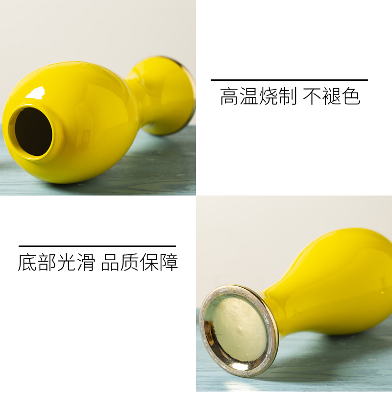 General new Chinese jingdezhen ceramic pot furnishing articles pottery decoration ideas sitting room yellow dried flower flower vase