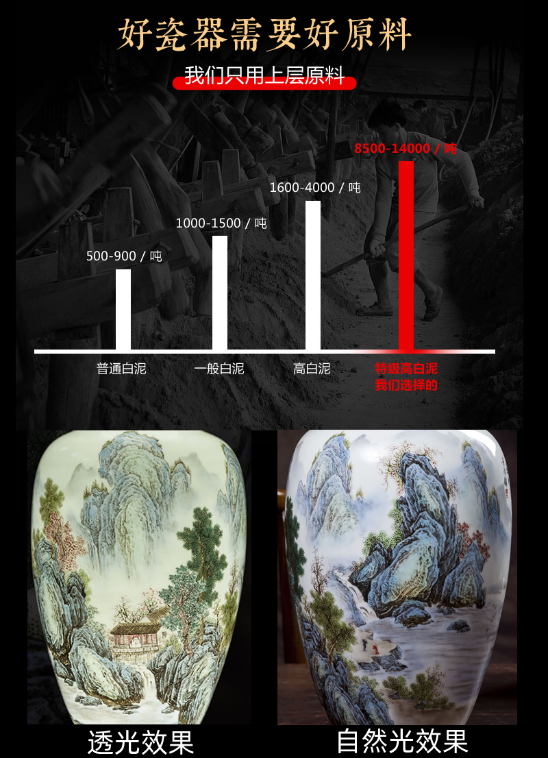 Jingdezhen ceramic vase furnishing articles of new Chinese style landscape painting of flowers and birds in the sitting room porch decoration decorative porcelain flower arranging art