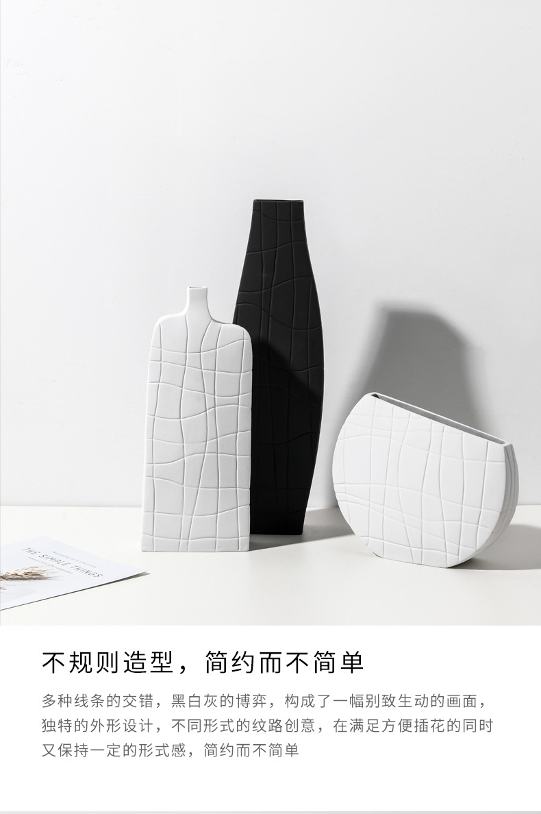 Scandinavian minimalist frosted glass vases furnishing articles creative ceramic patterns plank house porch flower arranging, black and white household act the role ofing is tasted