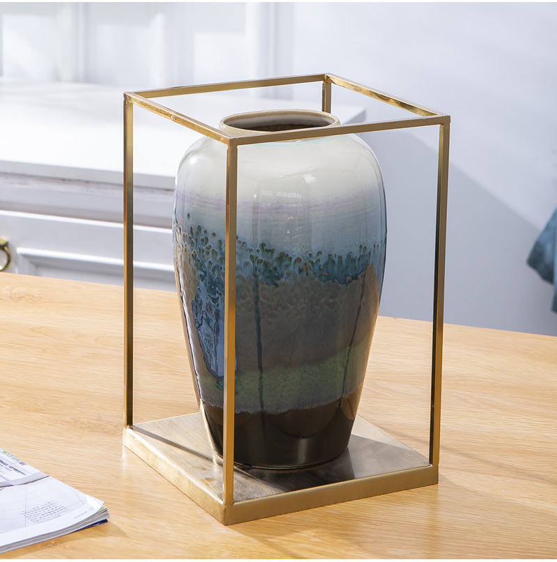 Jingdezhen ceramic vase furnishing articles northern American sitting room light flower arranging new Chinese style key-2 luxury dried flowers decorate the table porcelain