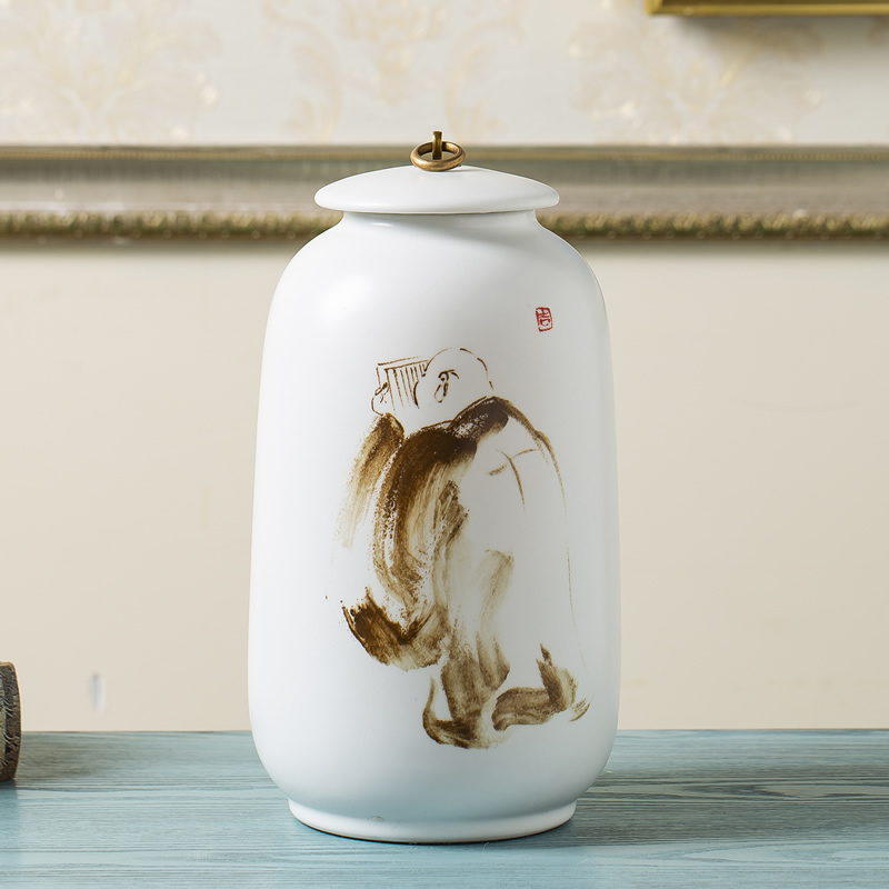 Jingdezhen ceramic vase furnishing articles hand - made zen new Chinese style dried flowers, flower arranging storage tank cover pot sitting room adornment