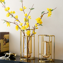 Light luxury glass vase ornaments dried flowers living room flower arrangement transparent water TV cabinet dining table home soft decorations