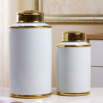 Jingdezhen European-style savings pot Vase ornaments light luxury living room flower arrangement dry flower simulation flower ceramic home decorations