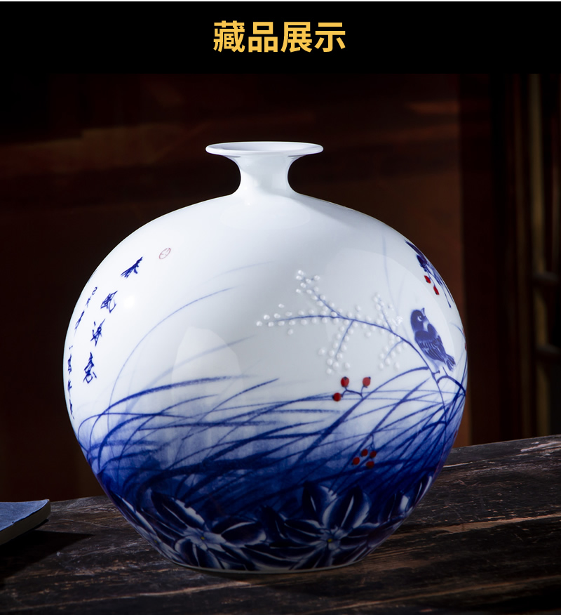 Jingdezhen ceramic vase furnishing articles by hand - made the sitting room of Chinese style household adornment flower arranging rich ancient frame handicraft