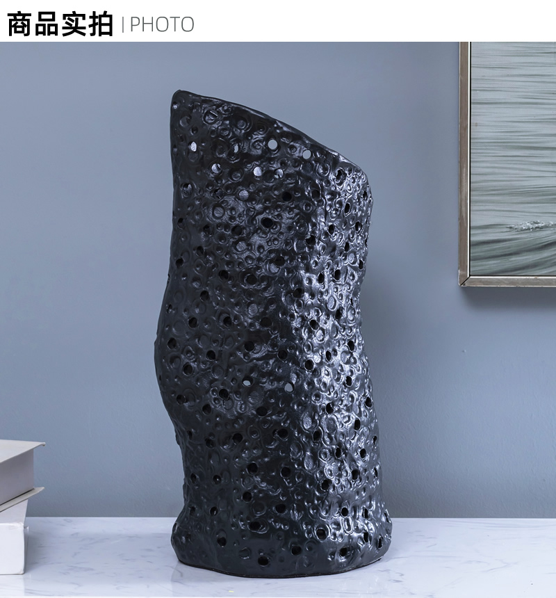 Aquamarine ceramic vase modern minimalist living room dry flower flower arranging flower implement Chinese style table surface home furnishing articles of art