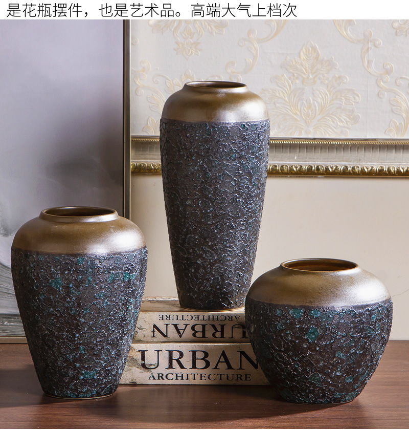 Jingdezhen ceramic vase coarse pottery dry flower arranging flowers restore ancient ways do old earthenware jar flower pot sitting room place soft decoration