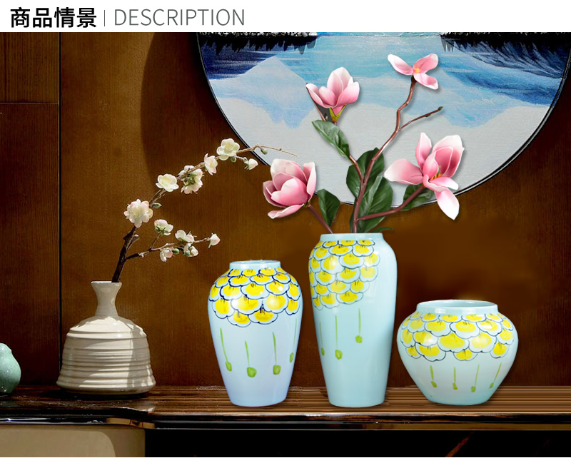 Jingdezhen ceramic vase creative television wine sitting room porch of new Chinese style household soft adornment flower arranging furnishing articles