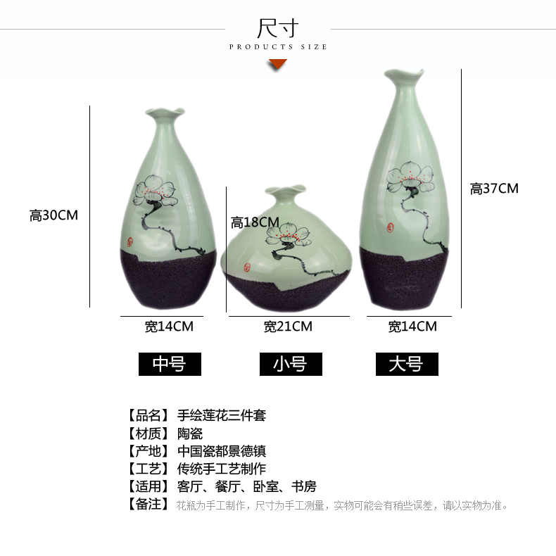 Jingdezhen ceramics creative manual zen vase Chinese style living room table home flower adornment furnishing articles