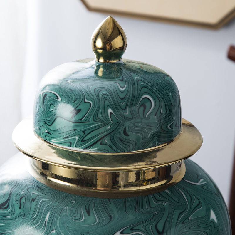Jingdezhen ceramic general pot of modern American golden vase flower arrangement sitting room key-2 luxury household soft adornment is placed