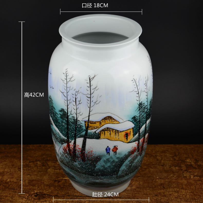 Jingdezhen ceramics hand - made vases large famous checking art furnishing articles sitting room of the new Chinese style household adornment